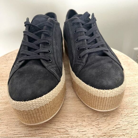 Vince Wolfe Suede Low Top Navy Platform Sneakers With Jute Sole, Size 7 NWOB - Picture 2 of 8